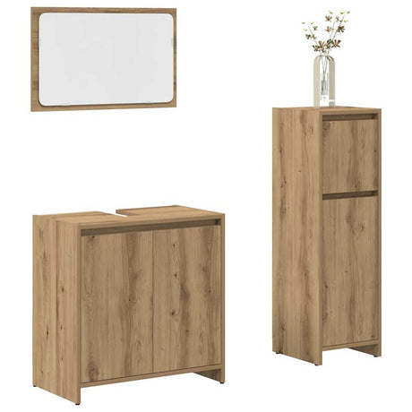 3 Piece Bathroom Furniture Set Engineered Wood