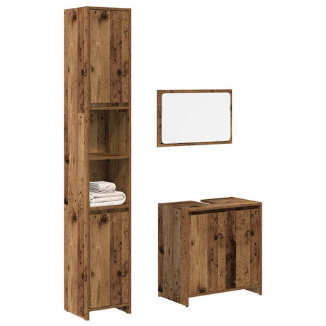 3 Piece Bathroom Furniture Set Engineered Wood