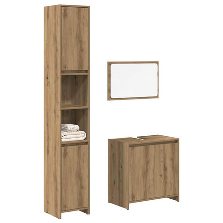 3 Piece Bathroom Furniture Set Engineered Wood