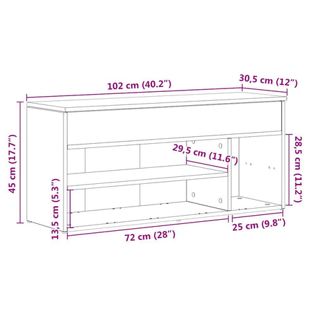 Shoe Bench 102X30.5X45 Cm Engineered Wood