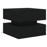 Coffee Table with LED Lights Black Oak 50x50x40 cm