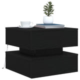 Coffee Table with LED Lights Black Oak 50x50x40 cm