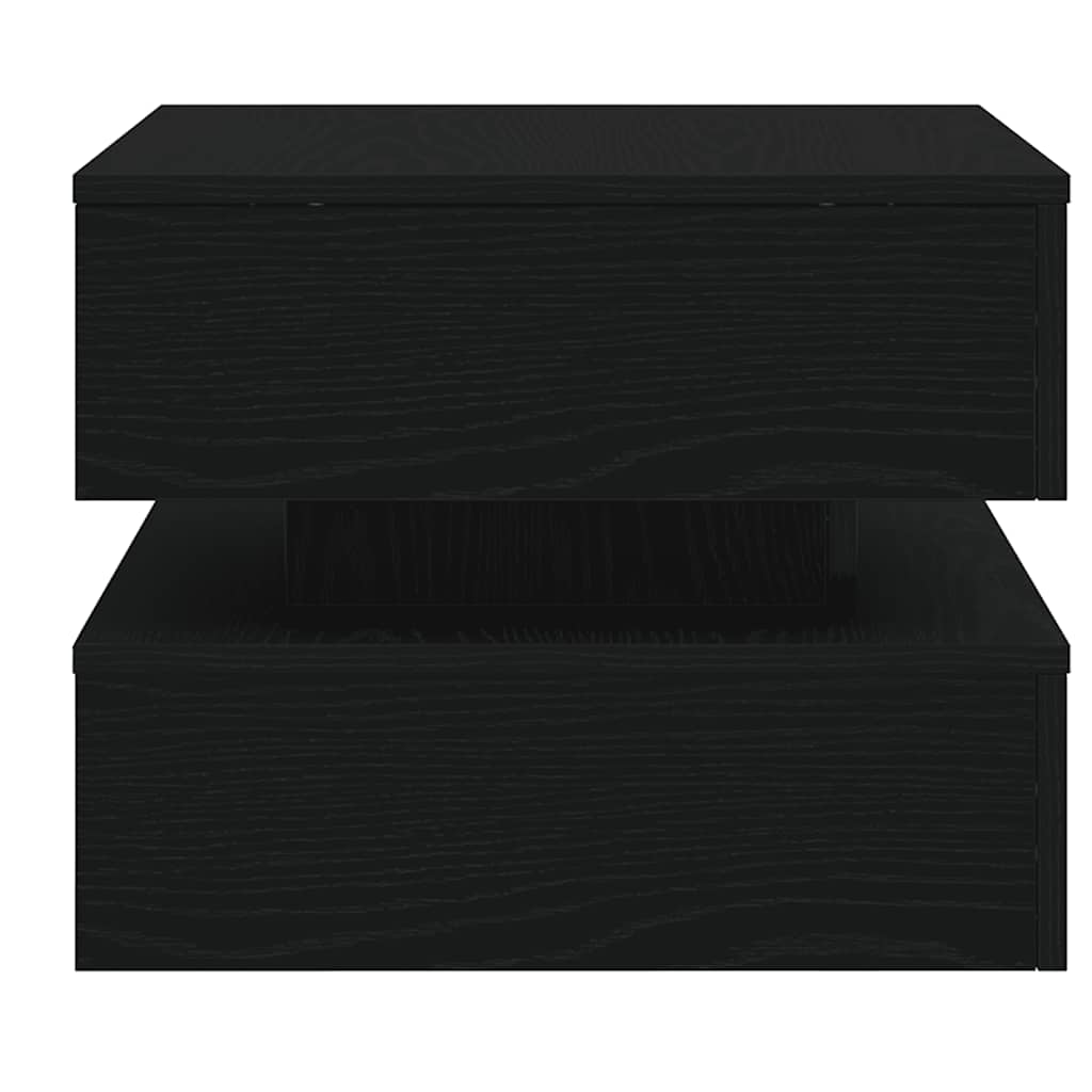 Coffee Table with LED Lights Black Oak 50x50x40 cm
