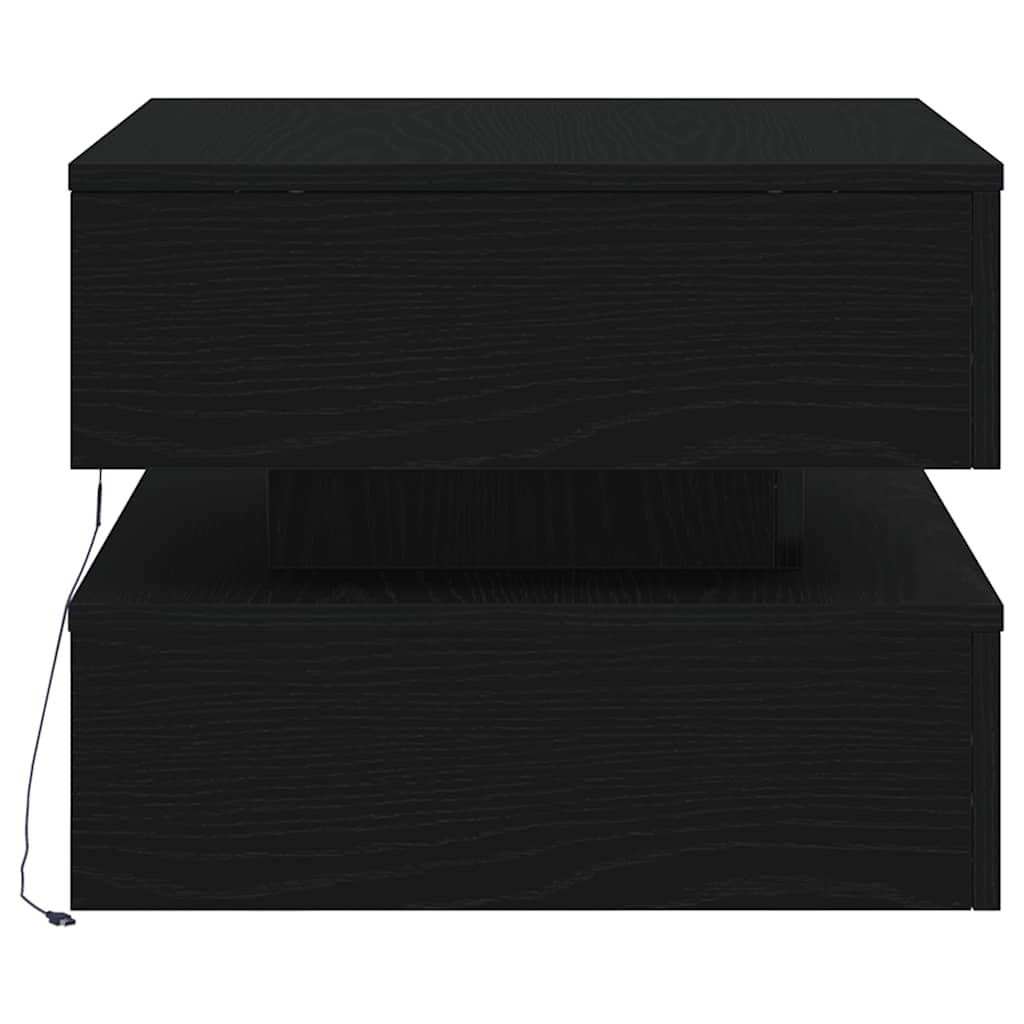 Coffee Table with LED Lights Black Oak 50x50x40 cm