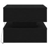 Coffee Table with LED Lights Black Oak 50x50x40 cm