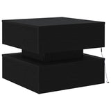 Coffee Table with LED Lights Black Oak 50x50x40 cm