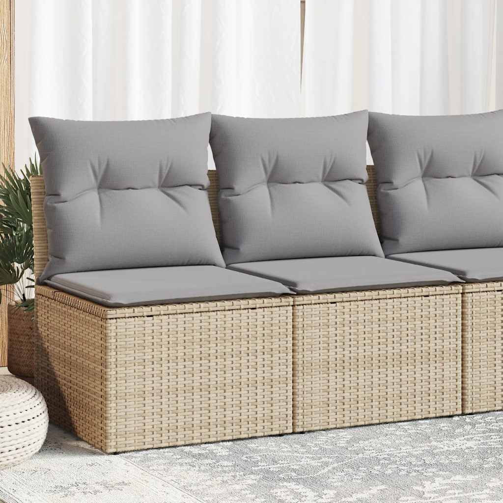 2 Piece Garden Sofa Set With Cushions Beige Poly Rattan Acacia