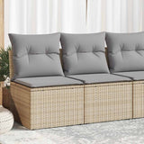 2 Piece Garden Sofa Set With Cushions Beige Poly Rattan Acacia