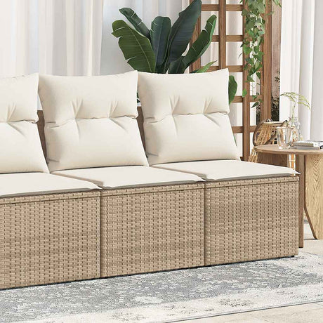 2 Piece Garden Sofa Set With Cushions Beige Poly Rattan Acacia