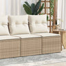 2 Piece Garden Sofa Set With Cushions Beige Poly Rattan Acacia