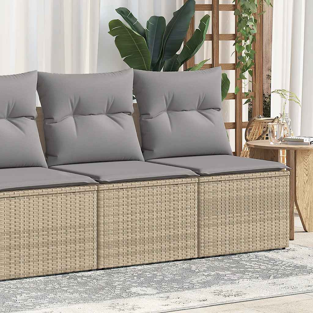 2 Piece Garden Sofa Set With Cushions Beige Poly Rattan Acacia
