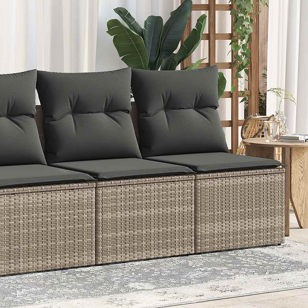 2 Piece Garden Sofa Set With Cushions Beige Poly Rattan Acacia