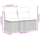 2 Piece Garden Sofa Set With Cushions Poly Rattan Acacia