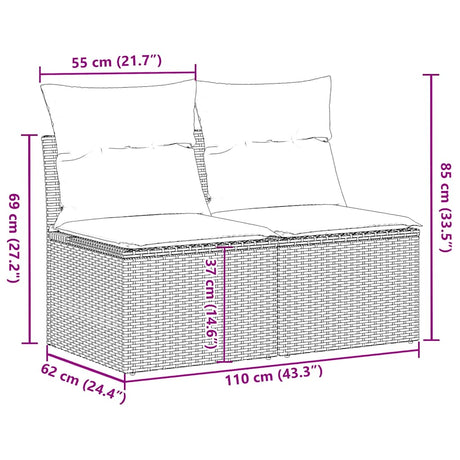 2 Piece Garden Sofa Set With Cushions Poly Rattan Acacia