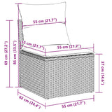 2 Piece Garden Sofa Set With Cushions Poly Rattan Acacia