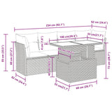 5 Piece Garden Sofa Set With Cushions Poly Rattan Acacia