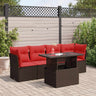 5 Piece Garden Sofa Set With Cushions Poly Rattan Acacia