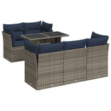 6 Piece Garden Sofa Set With Cushions Poly Rattan Acacia