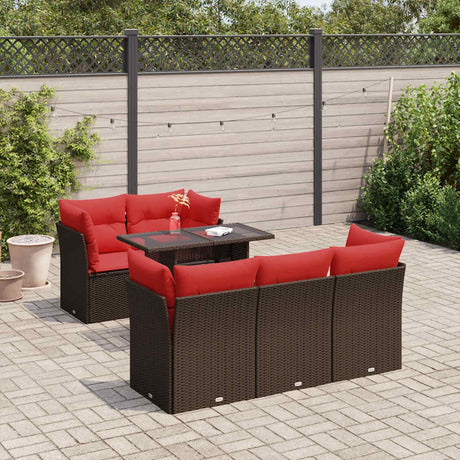 6 Piece Garden Sofa Set With Cushions Poly Rattan Acacia