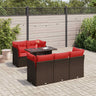 6 Piece Garden Sofa Set With Cushions Poly Rattan Acacia