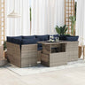 7 Piece Garden Sofa Set With Cushions Poly Rattan Acacia