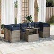 8 Piece Garden Sofa Set With Cushions Poly Rattan Acacia