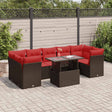 8 Piece Garden Sofa Set With Cushions Poly Rattan Acacia