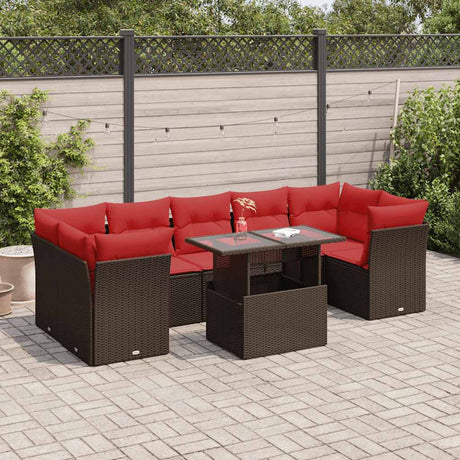 8 Piece Garden Sofa Set With Cushions Poly Rattan Acacia