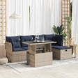 6 Piece Garden Sofa Set With Cushions Poly Rattan Acacia