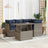 5 Piece Garden Sofa Set With Cushions Poly Rattan Acacia