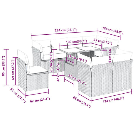 9 Piece Garden Sofa Set With Cushions Poly Rattan Acacia