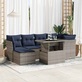 7 Piece Garden Sofa Set With Cushions Poly Rattan Acacia