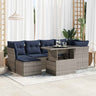 7 Piece Garden Sofa Set With Cushions Poly Rattan Acacia