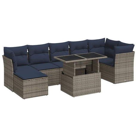 7 Piece Garden Sofa Set With Cushions Poly Rattan Acacia