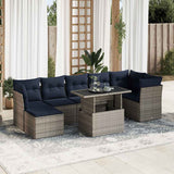 7 Piece Garden Sofa Set With Cushions Poly Rattan Acacia