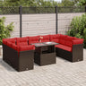 10 Piece Garden Sofa Set With Cushions Poly Rattan Acacia