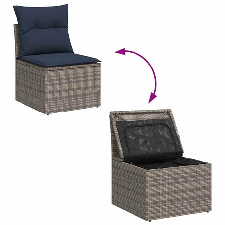 11 Piece Garden Sofa Set With Cushions Poly Rattan Acacia