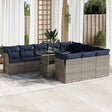 11 Piece Garden Sofa Set With Cushions Poly Rattan Acacia