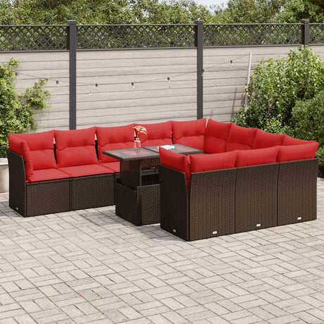 11 Piece Garden Sofa Set With Cushions Poly Rattan Acacia