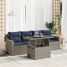 5 Piece Garden Sofa Set With Cushions Poly Rattan Acacia