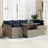 7 Piece Garden Sofa Set With Cushions Poly Rattan Acacia