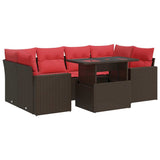 7 Piece Garden Sofa Set With Cushions Poly Rattan Acacia