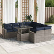9 Piece Garden Sofa Set With Cushions Poly Rattan Acacia