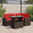 5 Piece Garden Sofa Set With Cushions Poly Rattan Acacia