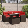 5 Piece Garden Sofa Set With Cushions Poly Rattan Acacia