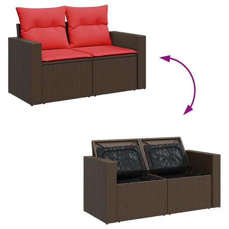 6 Piece Garden Sofa Set With Cushions Poly Rattan Acacia