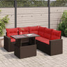 6 Piece Garden Sofa Set With Cushions Poly Rattan Acacia