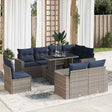9 Piece Garden Sofa Set With Cushions Poly Rattan Acacia