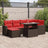 7 Piece Garden Sofa Set With Cushions Poly Rattan Acacia
