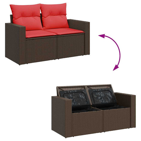 7 Piece Garden Sofa Set With Cushions Poly Rattan Acacia